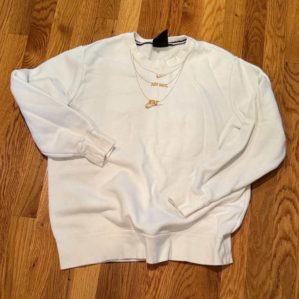 Nike White Crewneck with Gold Accents